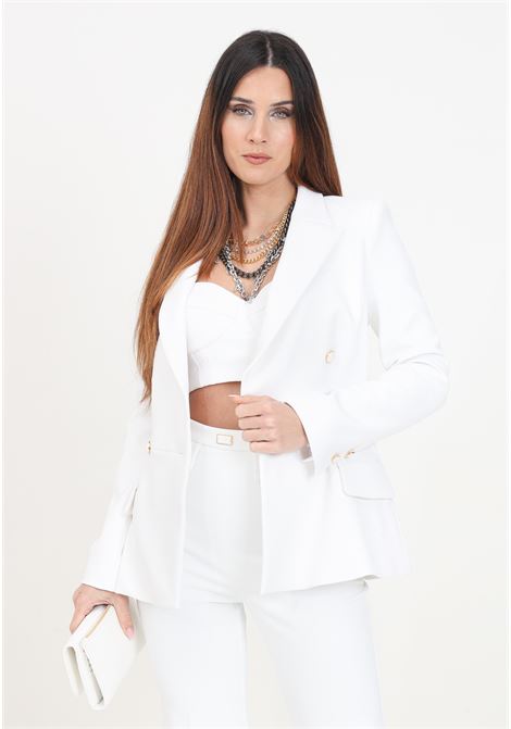 White double-breasted women's blazer with buttons ELISABETTA FRANCHI | GI07341E2360